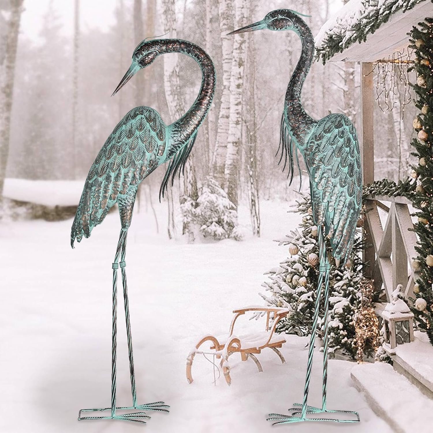 Kircust Metal Crane Statues
