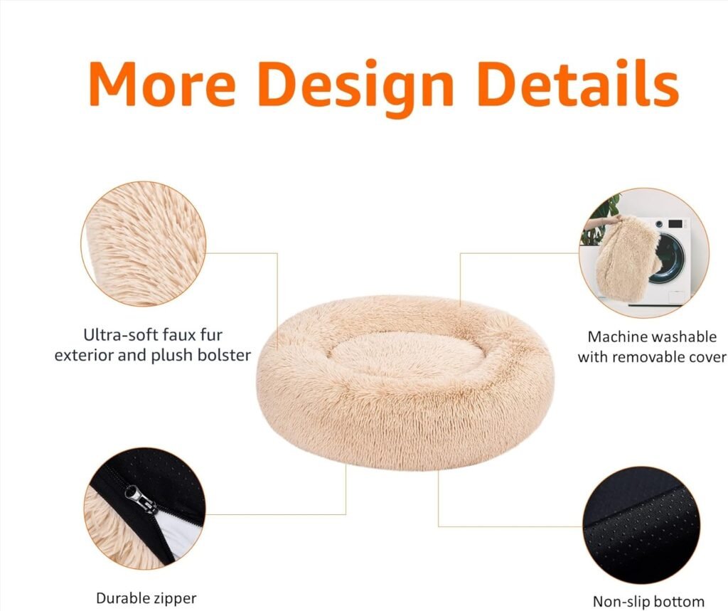 Donut Pet Bolster Faux Fur Bed for Dog, Beige, 45" x 45" 1 71njfbMOyOL. AC SL1500 MopGun